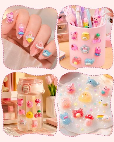 Piemow 300Pcs Slime Charms Bulk, Adult Resin DIY Craft Embellishments in Kuwait