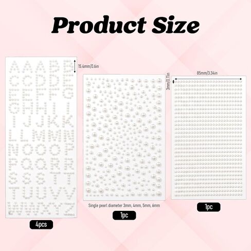 570 Pcs Pearl Stickers for Crafts Glitter Letter Alphabet Stickers Self Adhesive White Letter Sticker Stick On Pearls for Scrapbook Crafting Hair Face Wedding in Saudi Arabia