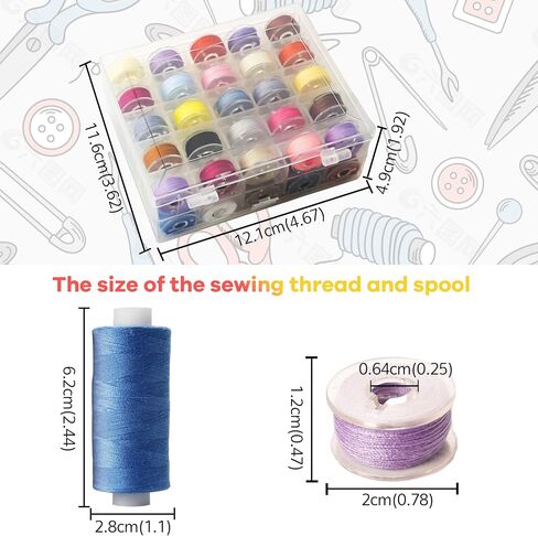 100Pcs Bobbins Sewing Threads Kit 50 Colors 500 Yards Sewing Polyester Thread Spools with 50Pcs Same Color Prewound Bobbins for Hand Sewing DIY Emergency Travel Sewing Machine Use (50 Colors) in Kuwait