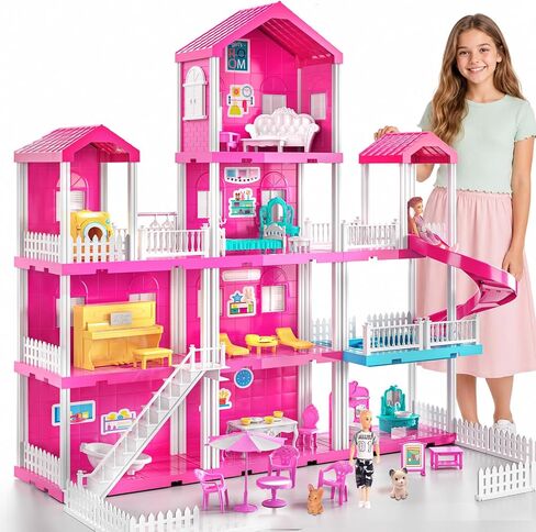 Pink Girl House Playset for Kids 3-8 Years Old - Girl Toy in Saudi Arabia