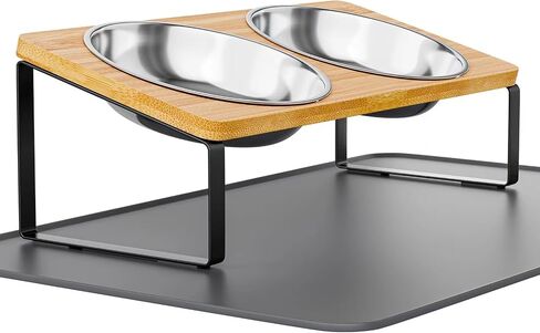 Elevated Whisker Friendly Cat Bowls, 15 Tilted Stand Anti Vomiting Raised Dishes for Food and Water, Stainless Steel Bowls for Cats and Puppy in Kuwait