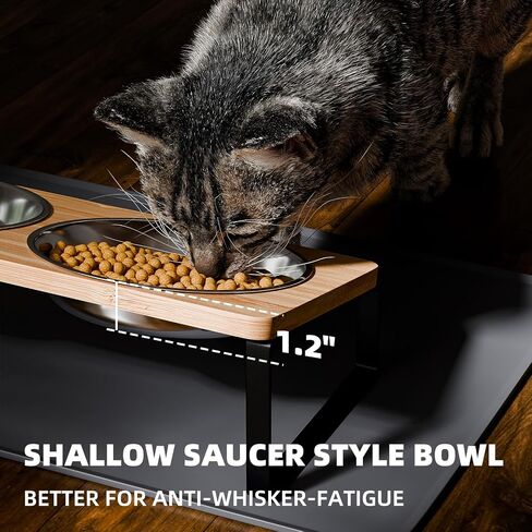 Elevated Whisker Friendly Cat Bowls, 15 Tilted Stand Anti Vomiting Raised Dishes for Food and Water, Stainless Steel Bowls for Cats and Puppy in Kuwait