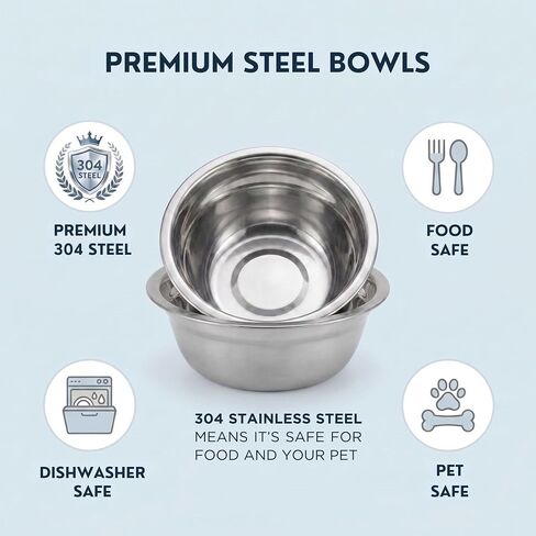 INICIO Elevated Cat Bowls, Raised Cat Food Stand, x2 Stainless Steel Bowls in Kuwait