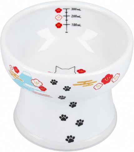 NECOICHI Raised Cat Water Bowl, Elevated, with Measurement Lines, Dishwasher and Microwave Safe (Cat, Extra Tall) White in Saudi Arabia