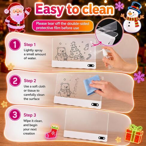 LED Drawing Board for Kids,13.8" Rechargeable Led Note Board with 8 RGB Colors & 5 Dynamic Modes, Christmas Birthday Halloween Gifts for Girls & Boys Age 3+ in Saudi Arabia