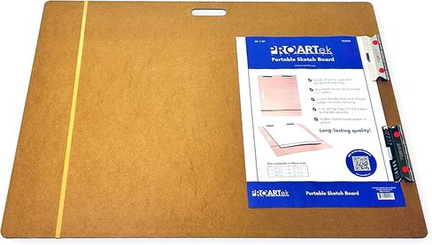 Proartek PK00023 Model SB2838 SB Series 28" x 38" Artist Sketch Board, Brown; 4mm Tempered Masonite; Cutout Handle; Steadfast Spring Clips; for Students and Professional Artists in Kuwait