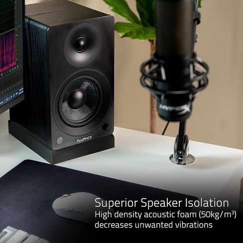 Fluance High Density Acoustic Foam Isolation Pads for Bookshelf Speakers and Studio Monitors, 8.5" x 6.35", Improved Sound, Vibration Damping, Multiple Listening Angles - Pair (SP03) in Saudi Arabia