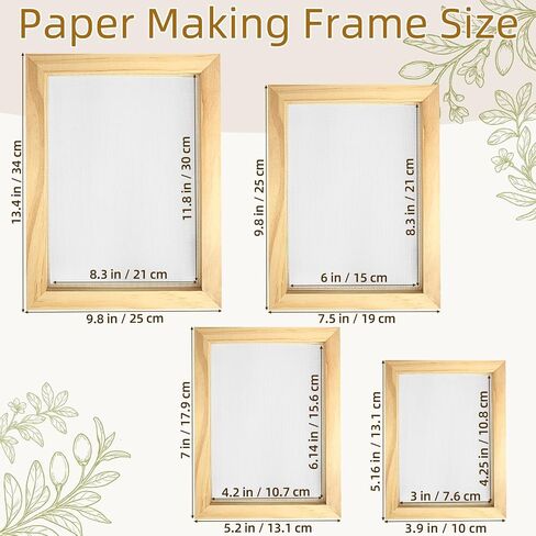 Erthskda Set of 4 Paper Making Screen Kit, Wooden Mould and Deckle Set in Kuwait