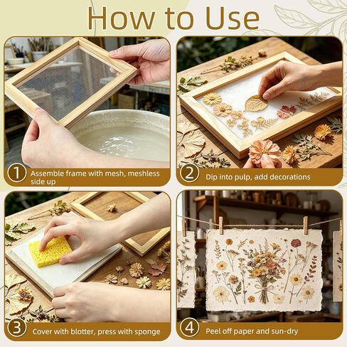 Erthskda Set of 4 Paper Making Screen Kit, Wooden Mould and Deckle Set in Kuwait