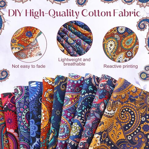 80 Pcs 10" x 10" Paisley 100% Cotton Fabric Squares Bundles in Kuwait