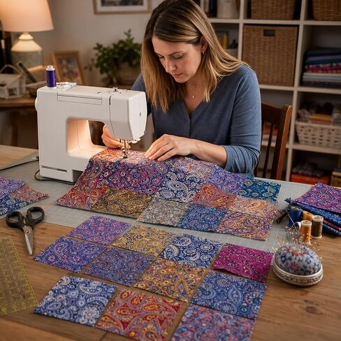 80 Pcs 10" x 10" Paisley 100% Cotton Fabric Squares Bundles in Kuwait