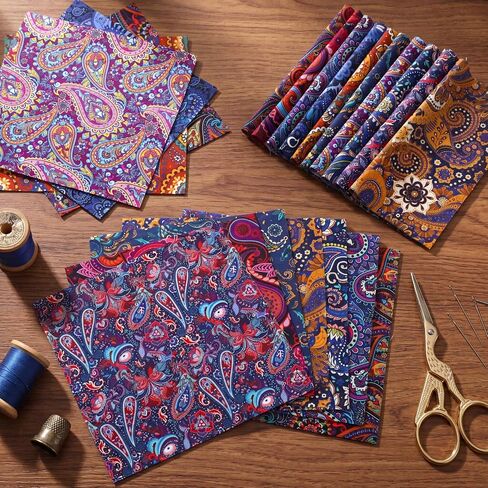80 Pcs 10" x 10" Paisley 100% Cotton Fabric Squares Bundles in Kuwait