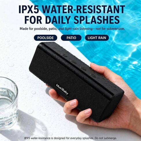 Bluetooth Speakers,MusiBaby Speaker with Loud Stereo,Portable,Waterproof,Outdoor Speakers Bluetooth Wireless,Speakers Booming Bass,Dual Pairing,24H Play,Bluetooth Speaker for Home,Party,Gifts(Black) in Kuwait