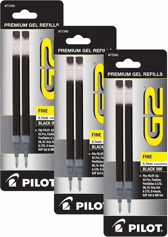 Pilot, G2 Gel Ink Refills, Fine Point 0.7 mm, Black, Pack of 2 in Kuwait