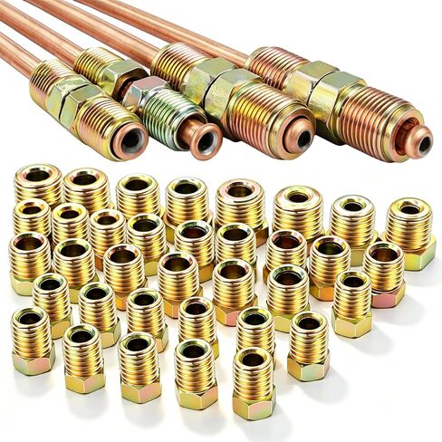 Tnisesm 35 PCS Threads Brake Line Fittings Assortment kits for 3/16"(19 Fittings) and 1/4" (16 Fittings) Inverted Flares Brake Line Tube in Kuwait