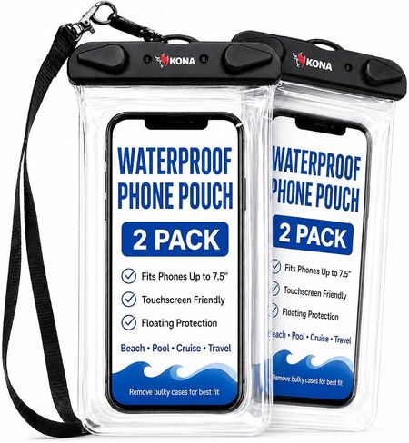 Kona Submariner Waterproof Phone Pouch - Floating Waterproof Phone Protector Ideal for iPhone | Ultimate Protection Waterproof Phone Case Ensures Safety - Universal Waterproof Pouch Keeps Phone Dry in Kuwait