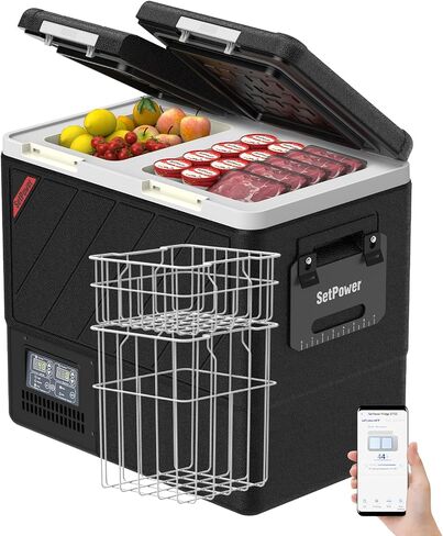 Setpower PT35 Car Refrigerator with AC Adapter,35L Dual Zone Portable Freezer,12 Volt Refrigerator Electric Cooler for Car camping, RV,Truck,Vehicles,Travel and Home Use,12/24V DC & 110/240V AC,0℉-50℉ in Saudi Arabia