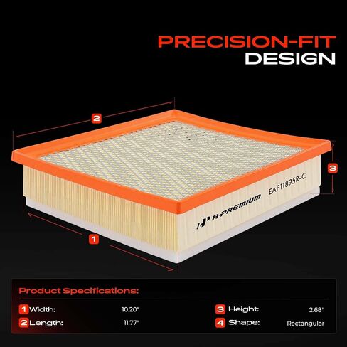 A-Premium Engine Air Filter Compatible with Toyota Models - Sequoia 2014-2022, Tacoma 2016-2023, Tundra 2013-2021, 3.5L 4.0L 4.6L 5.7L, Replace# 17801-0P100, CA11895 in Kuwait