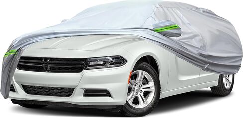 AUQDD 6-Layers PEVA New Material Sedan SUV Full Padded Car Cover Waterproof All Weather Weatherproof UV Sun Protection Snow Dust Storm Resistant Outdoor Exterior Custom Form-Fit Straps 214"-232" Black in Kuwait