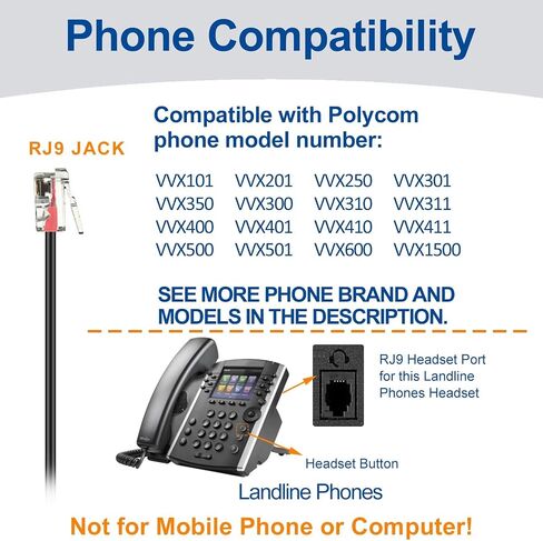 Callez Phone Headsets RJ9 with Noise Cancelling Mic for Polycom VVX Phones in Kuwait