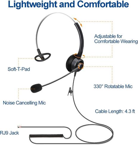 Callez Phone Headsets RJ9 with Noise Cancelling Mic for Polycom VVX Phones in Kuwait