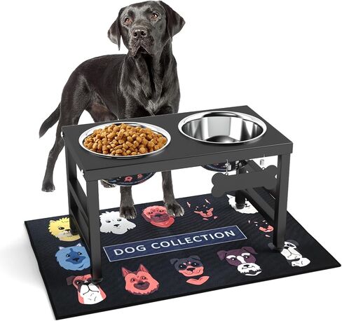 Metal Raised Dog Bowl, 10" Elevate Dog Feeder Stand, 2 Bowls & Non-Slip Mat in Saudi Arabia