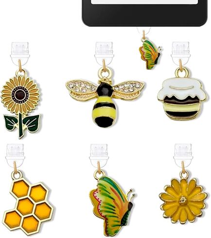6PCS Initial Bee Type C Dust Plug Charms Compatible with Kindle USB C in Kuwait