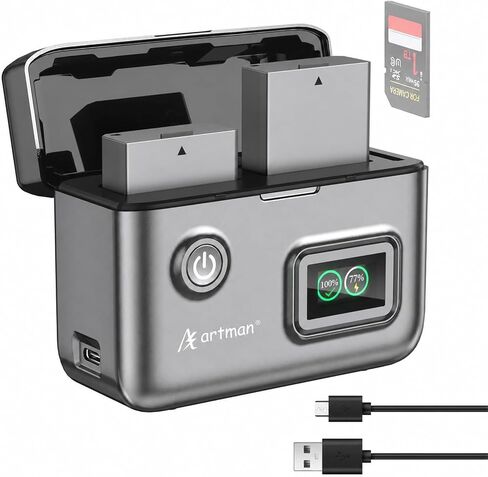 Artman LP-E10 بطارية 3 عبوات 1600 مللي أمبير و3 فتحات LCD لكاميرات Canon LP E10، EOS Rebel T7 T6 T5 T3 T100، Kiss X50 X70 X70 X80 X90، EOS 1100D 1200D 1300D 1500D 2000D 3000D 4000D كاميرات رقمية in Kuwait