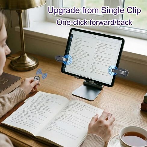 Dual Clip Page Turner for Kindle, Hands-Free Reading (Ring-Black) in Kuwait