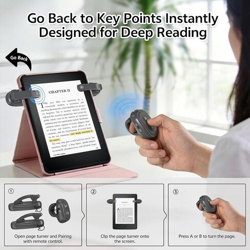 Dual Clip Page Turner for Kindle, Hands-Free Reading (Ring-Black) in Kuwait