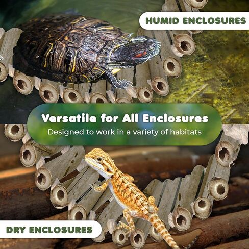 SunGrow Bamboo Gecko Reptile Climbing Bridge and Lizard Lounge, 18" Swinging Hideout Bridge, Helps Leopard Geckos with Thermoregulation, Increases Habitat Space, Can Be Submerged in Water in Kuwait