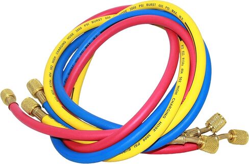 Joywayus 3 Color 1/4" SAE Thread Brass Fitting Nuts 72" (600-3000) PSI Car HVAC Air Conditioning Refrigeration Charging Hose Tube R12 R22 R134a 404 502 3pcs in Kuwait