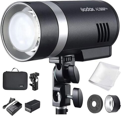 فلاش Godox AD300Pro AD300 Pro 300Ws TTL خارجي، HSS 1/8000s، 2.4G لاسلكي | 0.01-1.8 ثانية وقت إعادة التدوير، 300 ومضة طاقة كاملة، 12 وات LED ثنائي اللون قابل للتعديل، درجة حرارة لون ثابتة 5600 ± 100 كلفن، ضوء أحادي in Kuwait