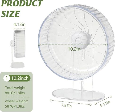 Silent Hamster Wheel, 10.2 Inch, Adjustable Stand, Clear in Saudi Arabia