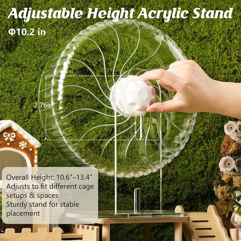 Silent Hamster Wheel, 10.2 Inch, Adjustable Stand, Clear in Saudi Arabia