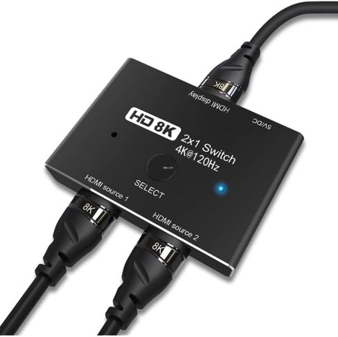 كابلديكون محول محول اتجاهي HDMI 2.1 UHD 8K عالي السرعة 48 جيجابايت في الثانية 2 انش 1 مخرج 8K@60Hz 4K عند 120Hz متوافق مع شاشات أجهزة العرض Xbox PS5 in Kuwait