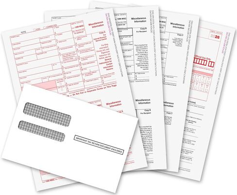 1099 MISC Forms 2020، 1099 MISC نماذج الليزر معتمدة من IRS مصممة للبرمجيات السريعة والمحاسبة 2020، مجموعة من 4 أشكال ضرائب الأجزاء 50 ظرف ذاتي الختم 50 ظرفًا، مجموعة بائعين - إجمالي 103 (203) in Kuwait