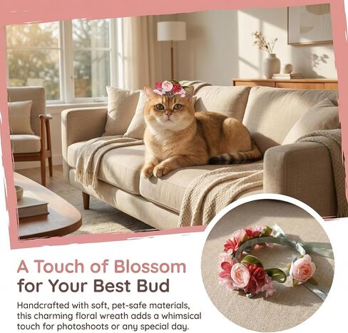 Lovelyshop Spring Pet Floral Crown and Floral Collar Set, S in Saudi Arabia