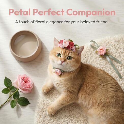 Lovelyshop Spring Pet Floral Crown and Floral Collar Set, S in Saudi Arabia