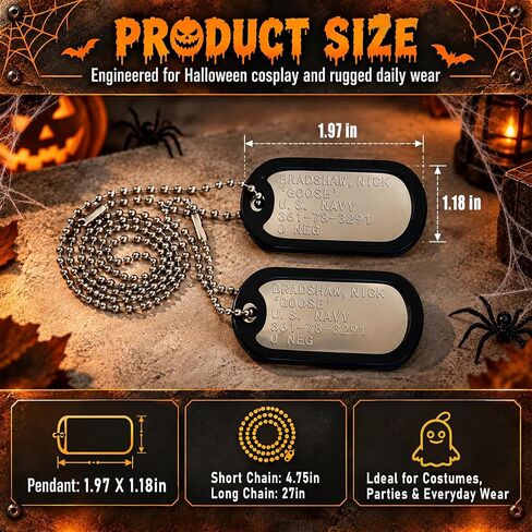Military Dog Tag Necklace with Pre-Stamped ID Plates and Silencers in Saudi Arabia