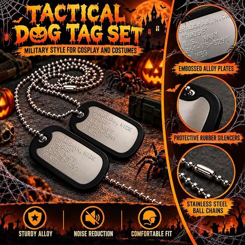 Military Dog Tag Necklace with Pre-Stamped ID Plates and Silencers in Saudi Arabia