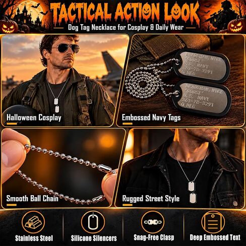 Military Dog Tag Necklace with Pre-Stamped ID Plates and Silencers in Saudi Arabia