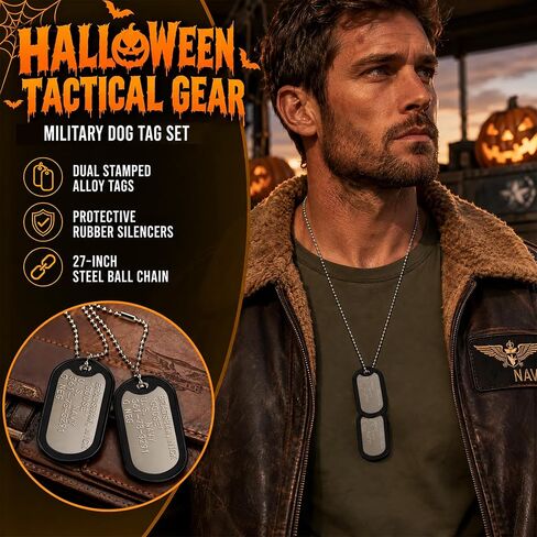 Military Dog Tag Necklace with Pre-Stamped ID Plates and Silencers in Saudi Arabia