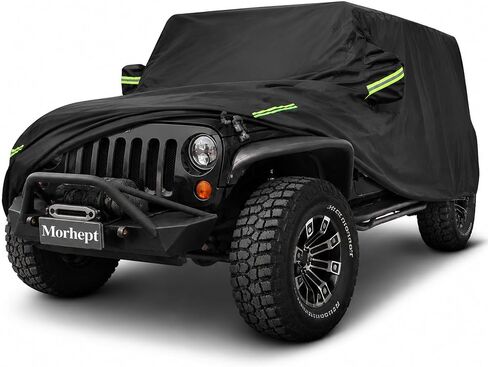 Morhept غطاء مقاوم للماء لسيارة Jeep Wrangler JK JL CJ YJ TJ 2 باب 1987-2023 أغطية مطر خارجية كاملة لسيارة جيب مقاومة للغبار والخدش ومضادة للثلوج in Kuwait