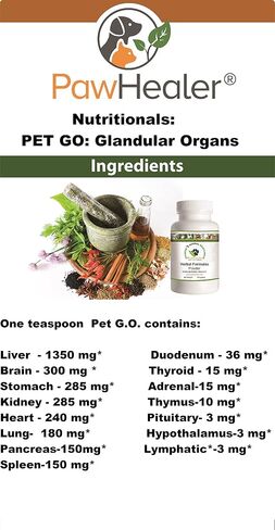 Pet G.O: Glandular Organs-Powder- 4 oz -114 Grams-for Dogs & Pets in Kuwait
