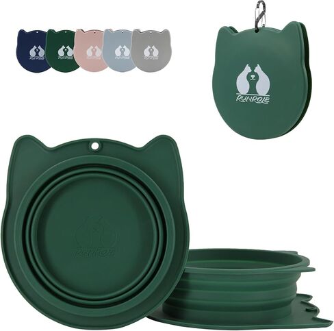 RUNROLE 2 in 1 Collapsible Dog Travel Water Bowls, Portable Pet Cat Bowl in Kuwait