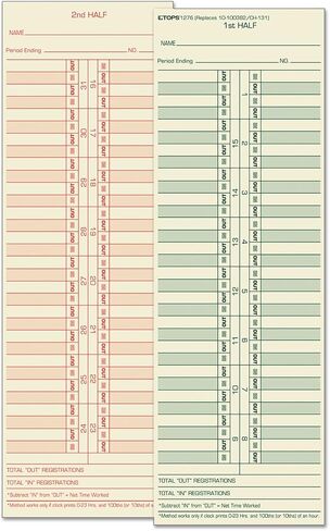 TOPS Time Cards, Semi-Monthly, 2-Sided, 3-1/2" x 10-1/2", Manila, Green/Red Print, 500-Count (1276) in Saudi Arabia