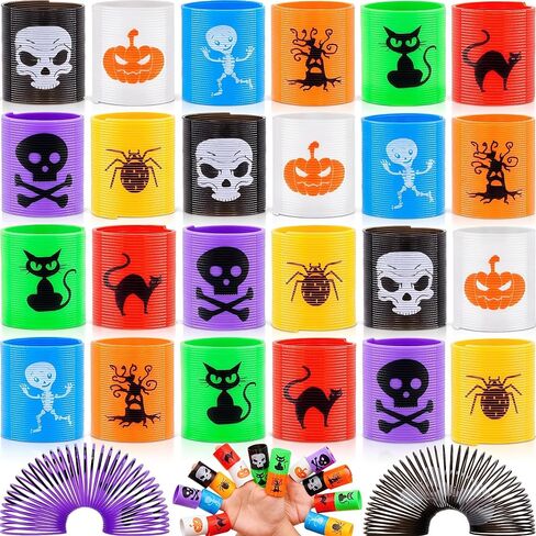 24 Pcs Halloween Mini Coil Springs Toys Magic Spring Toys for Kids Boys Girls Halloween Goodie Bag Stuffers Halloween Treat Bags Party Favors Gifts in Kuwait