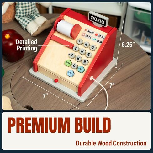 Stele Wooden Cash Register Toy for Kids – Pretend Play Cash Register with Accessories – Educational Wooden Toy for Learning and Fun in Saudi Arabia