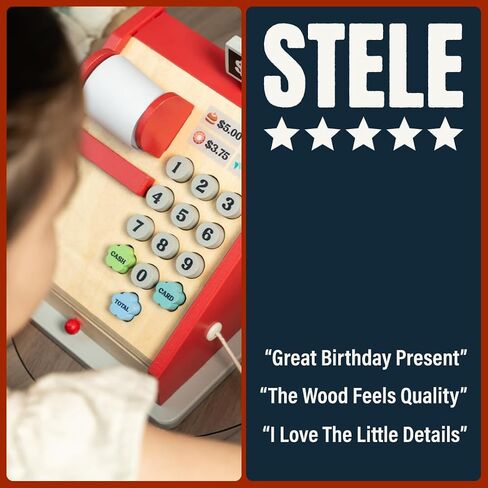 Stele Wooden Cash Register Toy for Kids – Pretend Play Cash Register with Accessories – Educational Wooden Toy for Learning and Fun in Saudi Arabia